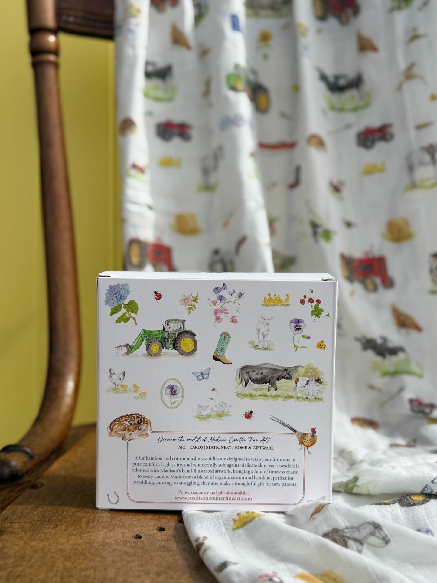 Cotton Muslin Swaddle- Farm Life