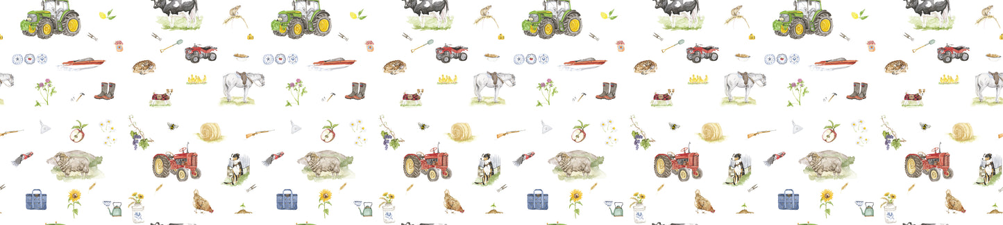 Farming Life Pattern Cotton Linen Fabric