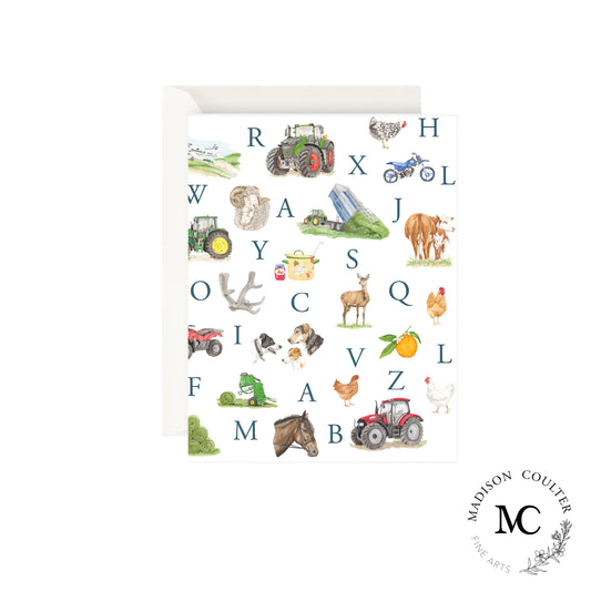 Greeting Card- Farm ABC Pattern