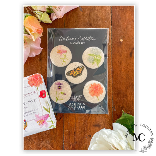 Gardener's Collection Fabric Button Magnet Set