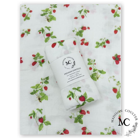 Cotton Muslin Swaddle- Strawberry