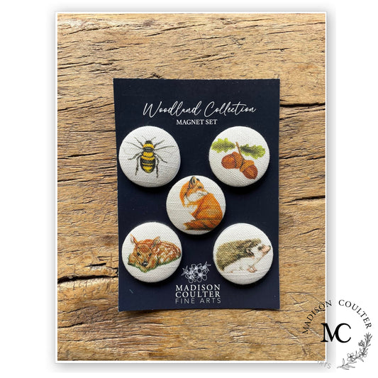 Woodland Collection Fabric Button Magnet Set