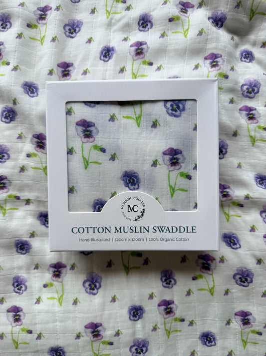 Cotton Muslin Swaddle- Pansy