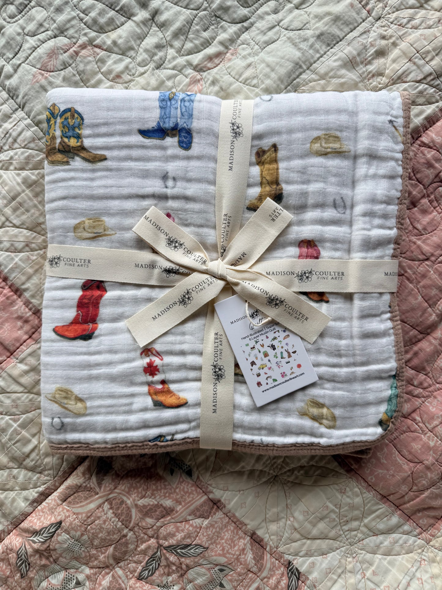 Cotton Muslin Quilt- Cowboy Boots