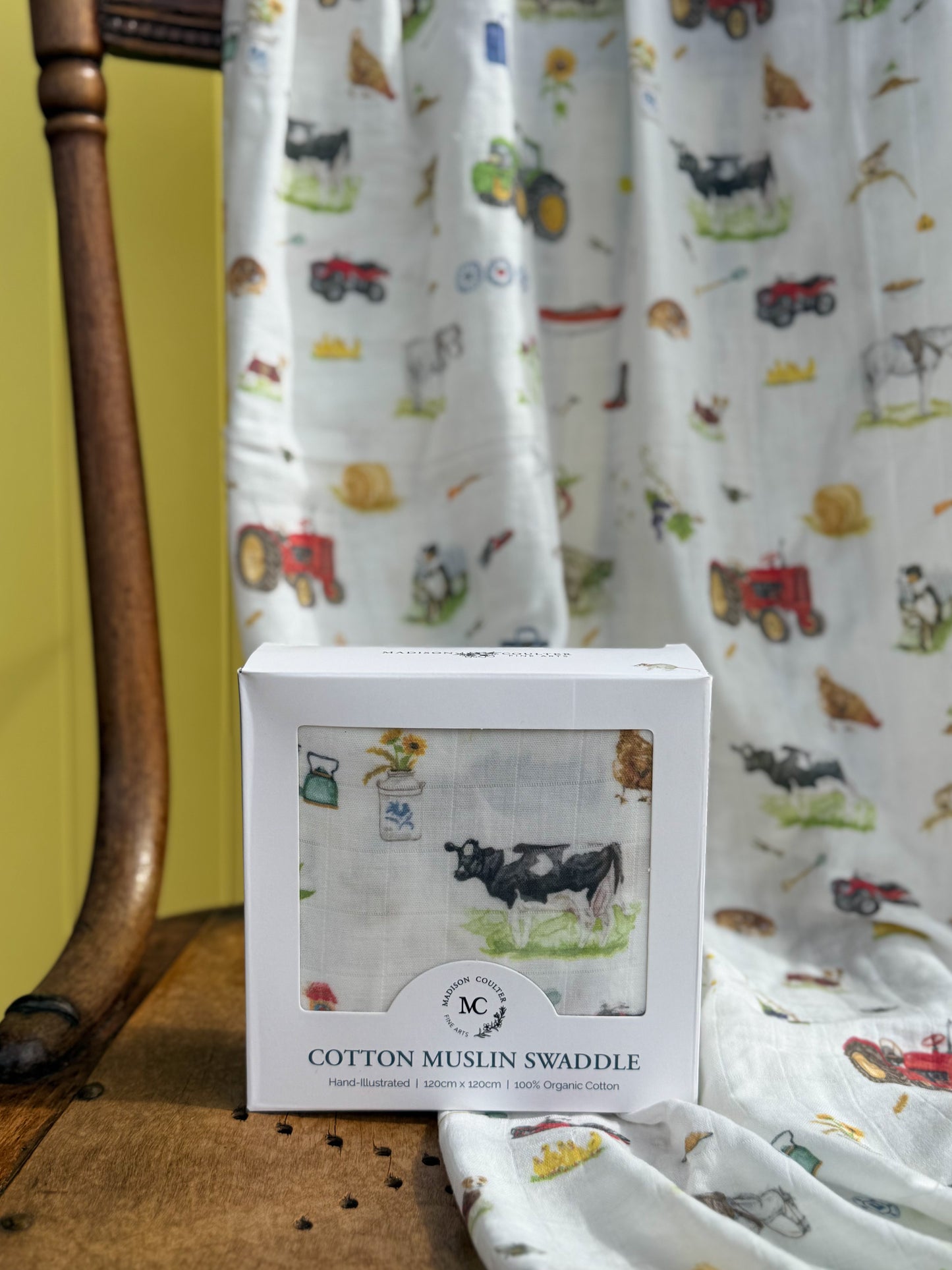 Cotton Muslin Swaddle- Farm Life