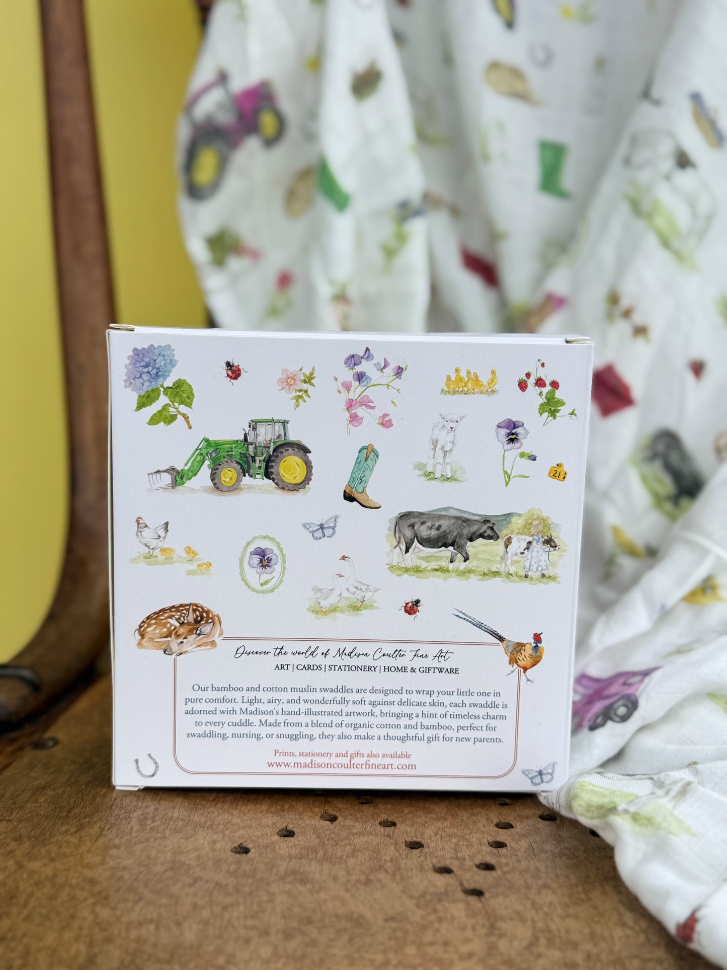 Cotton Muslin Swaddle- Farm Girl