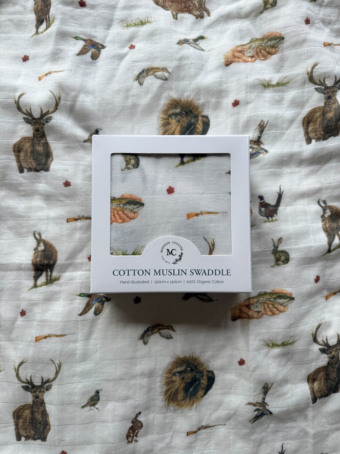 Cotton Muslin Swaddle- Hunting