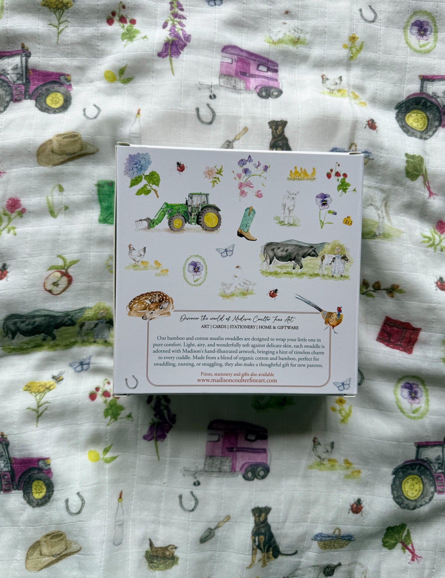 Cotton Muslin Swaddle- Farm Girl