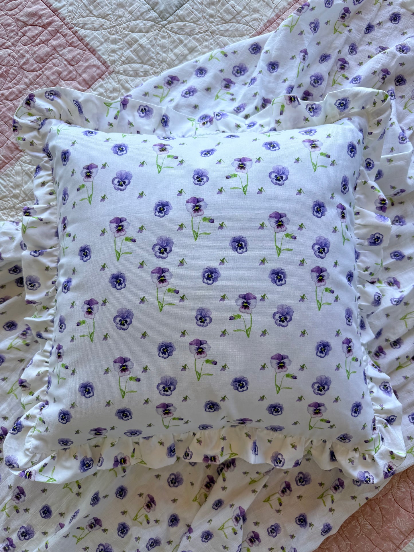 Pansy Ruffle Cushion