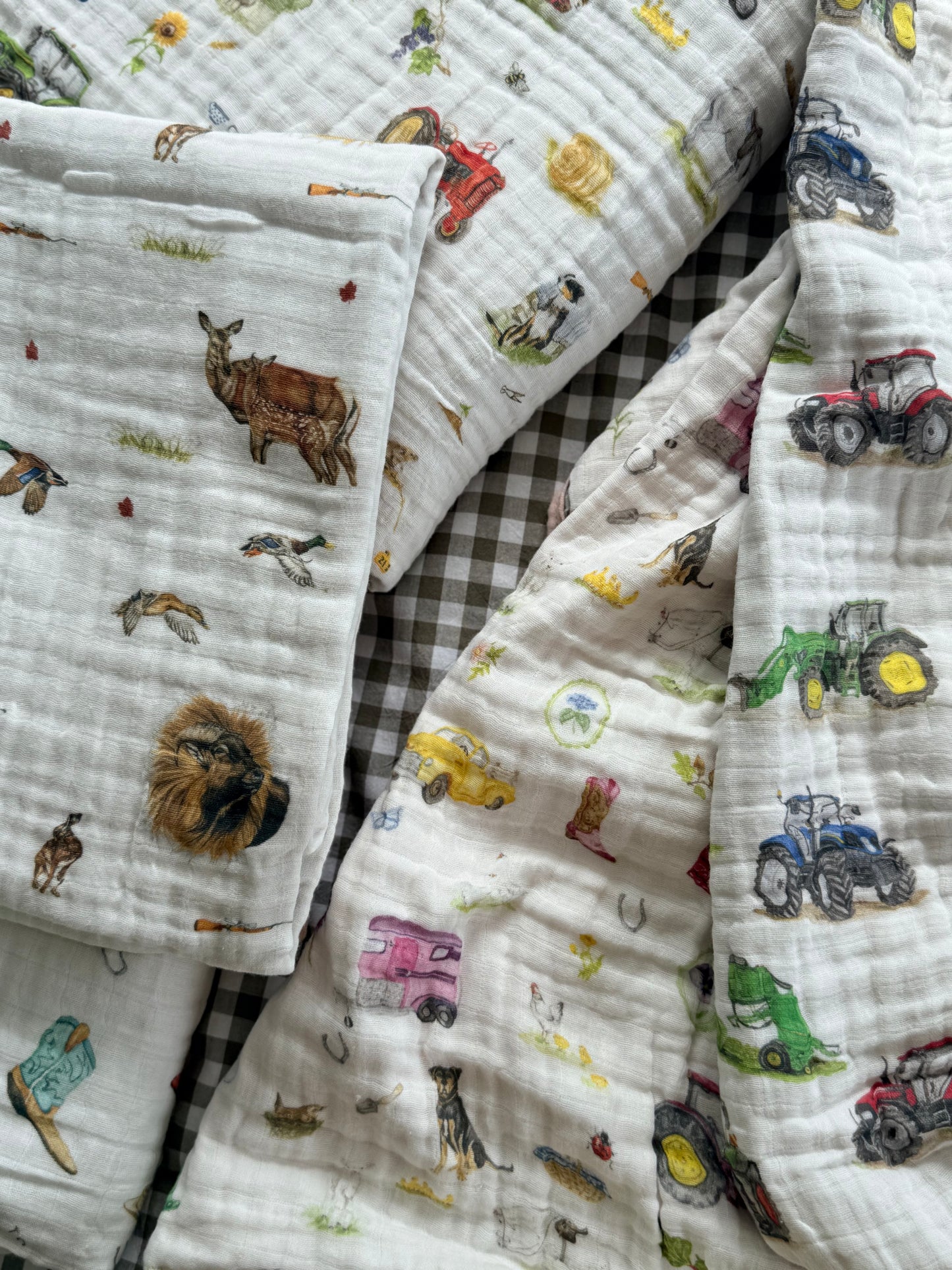 Cotton Muslin Quilt- Tractor