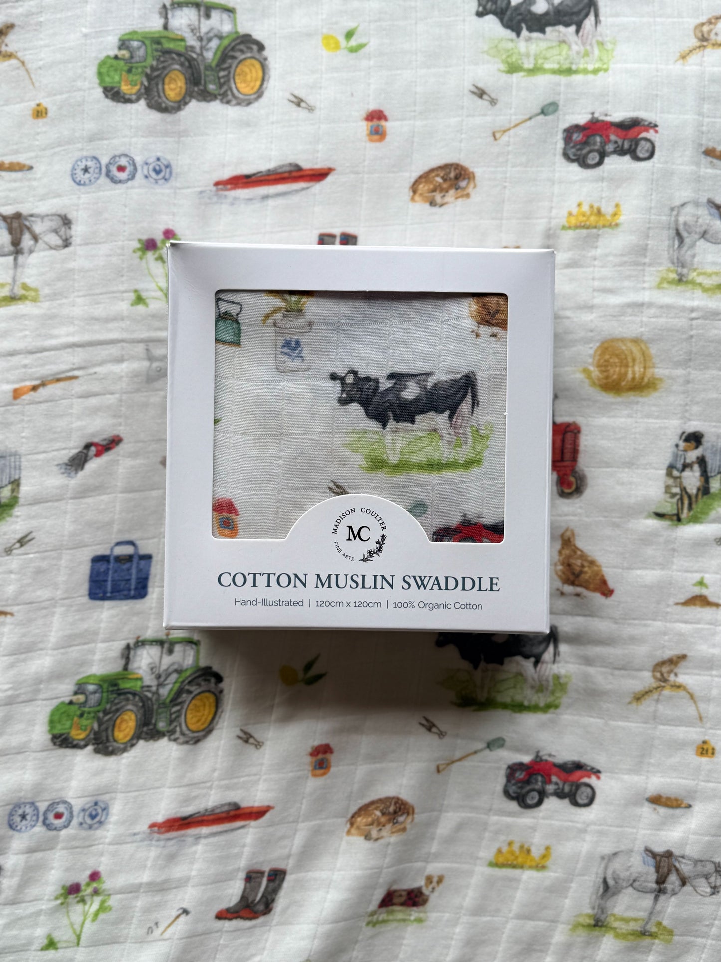 Cotton Muslin Swaddle- Farm Life