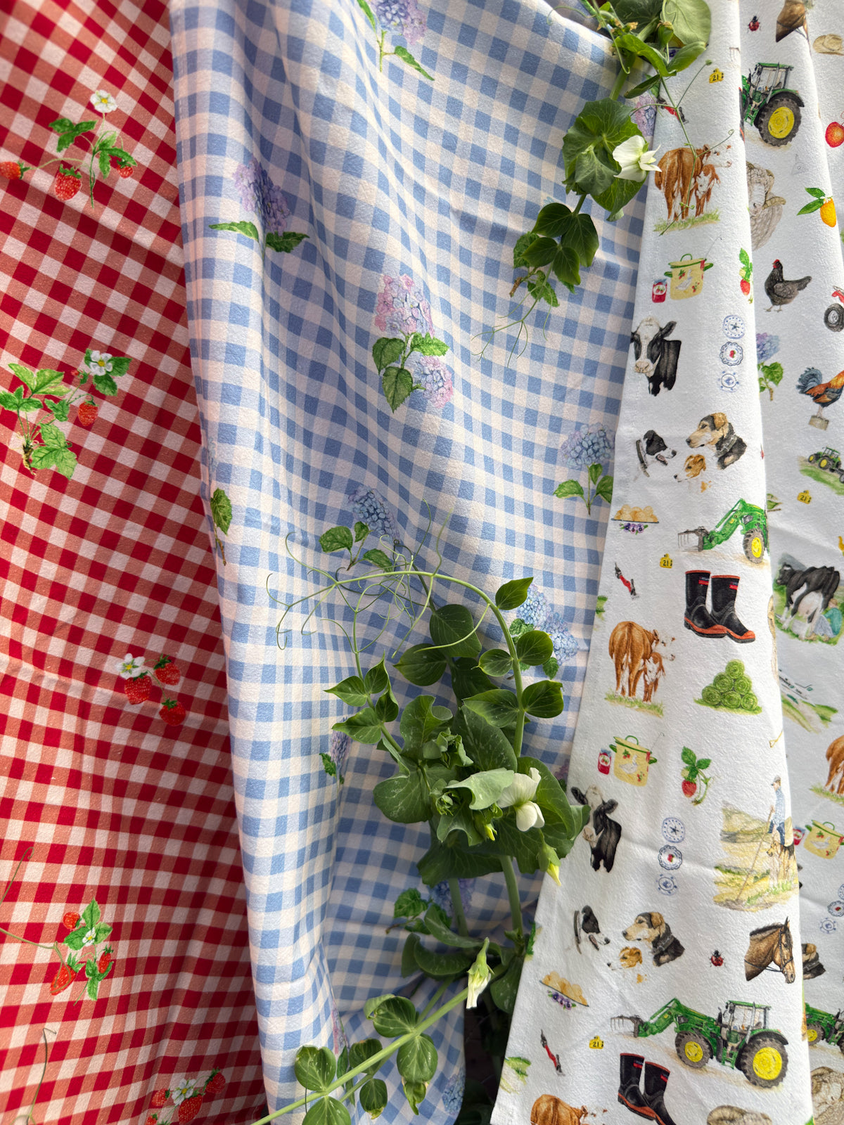 Hydrangea Gingham Collection-Flour Sack Cotton Tea Towel