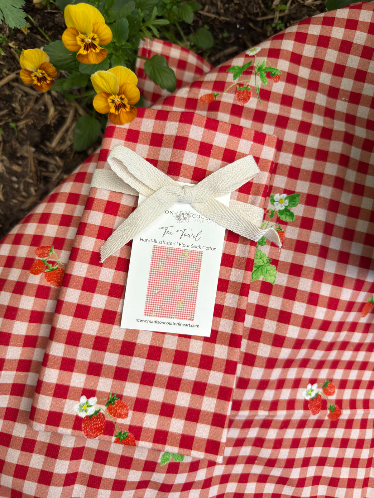 Gingham Strawberry Collection- Flour Sack Cotton Tea Towel