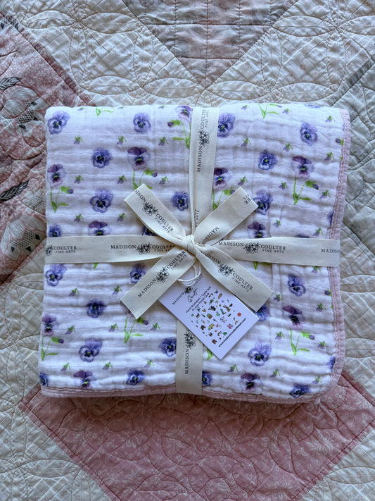 Cotton Muslin Quilt- Pansy