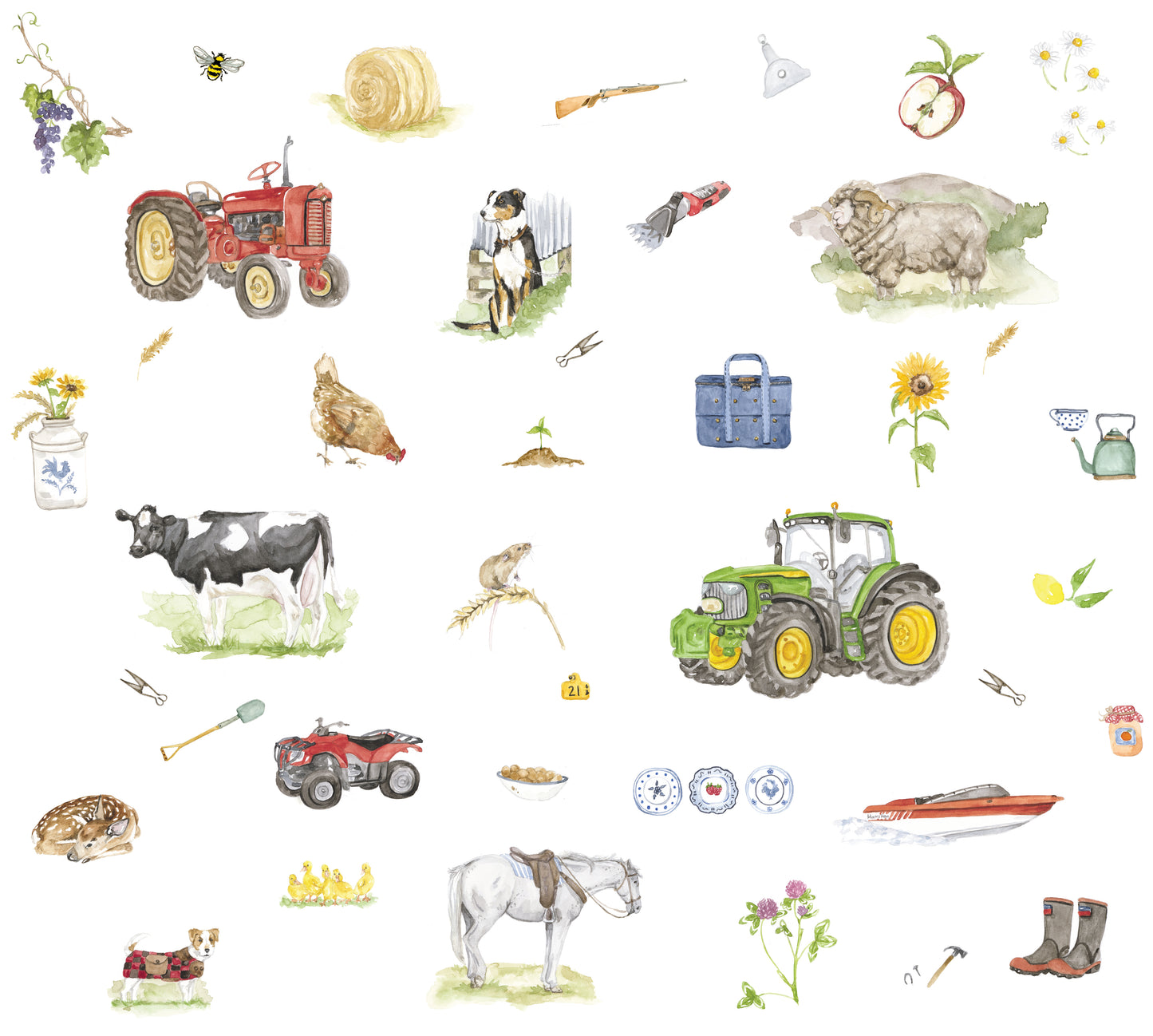 Farming Collection Pattern Cotton Linen Fabric