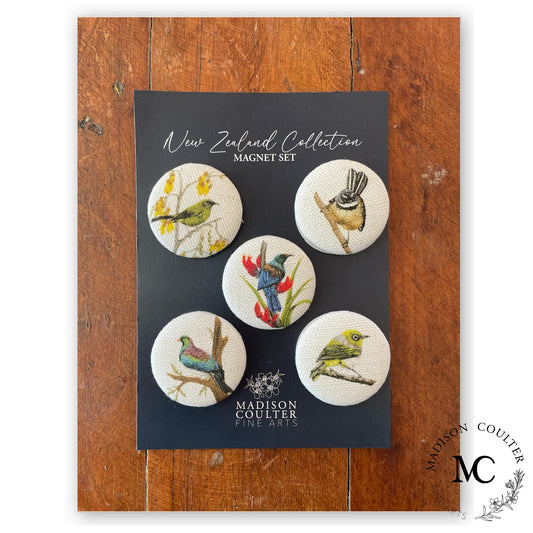 New Zealand Collection Fabric Button Magnet Set