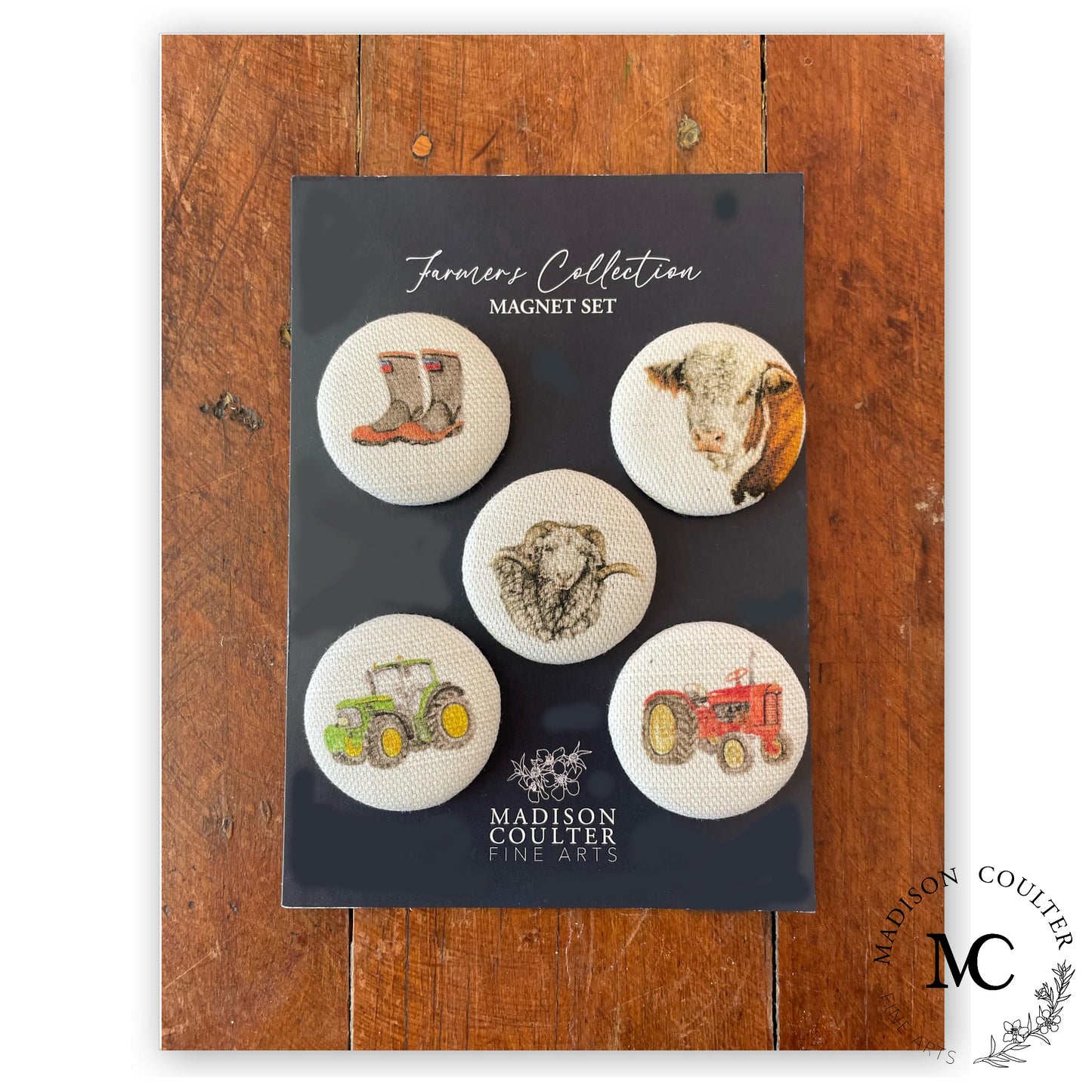 Farmer's Collection Fabric Button Magnet Set