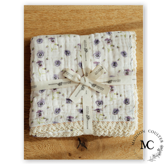 Cotton Muslin Quilt- Pansy