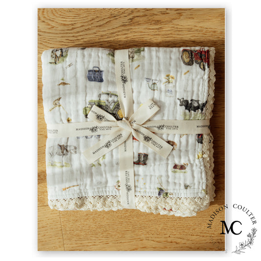 Cotton Muslin Quilt- Farm life
