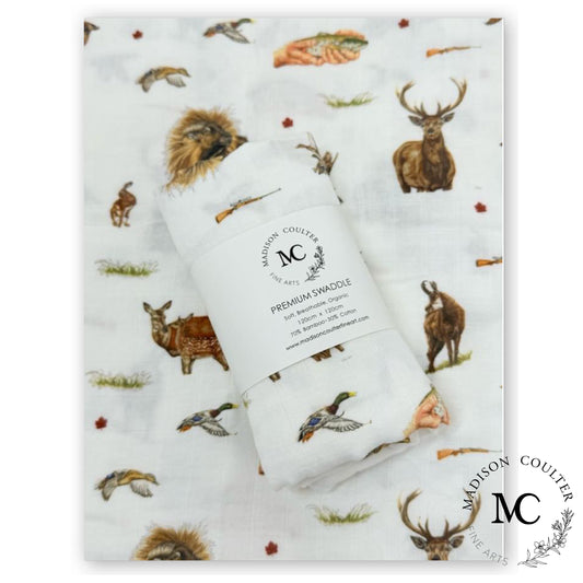 Cotton Muslin Swaddle- Hunting