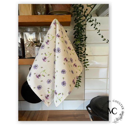 Gardener's Collection Pansy Linen/Cotton Tea Towel