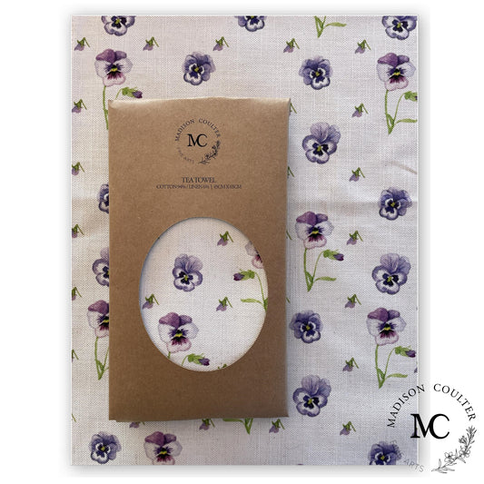Gardener's Collection Pansy Linen/Cotton Tea Towel