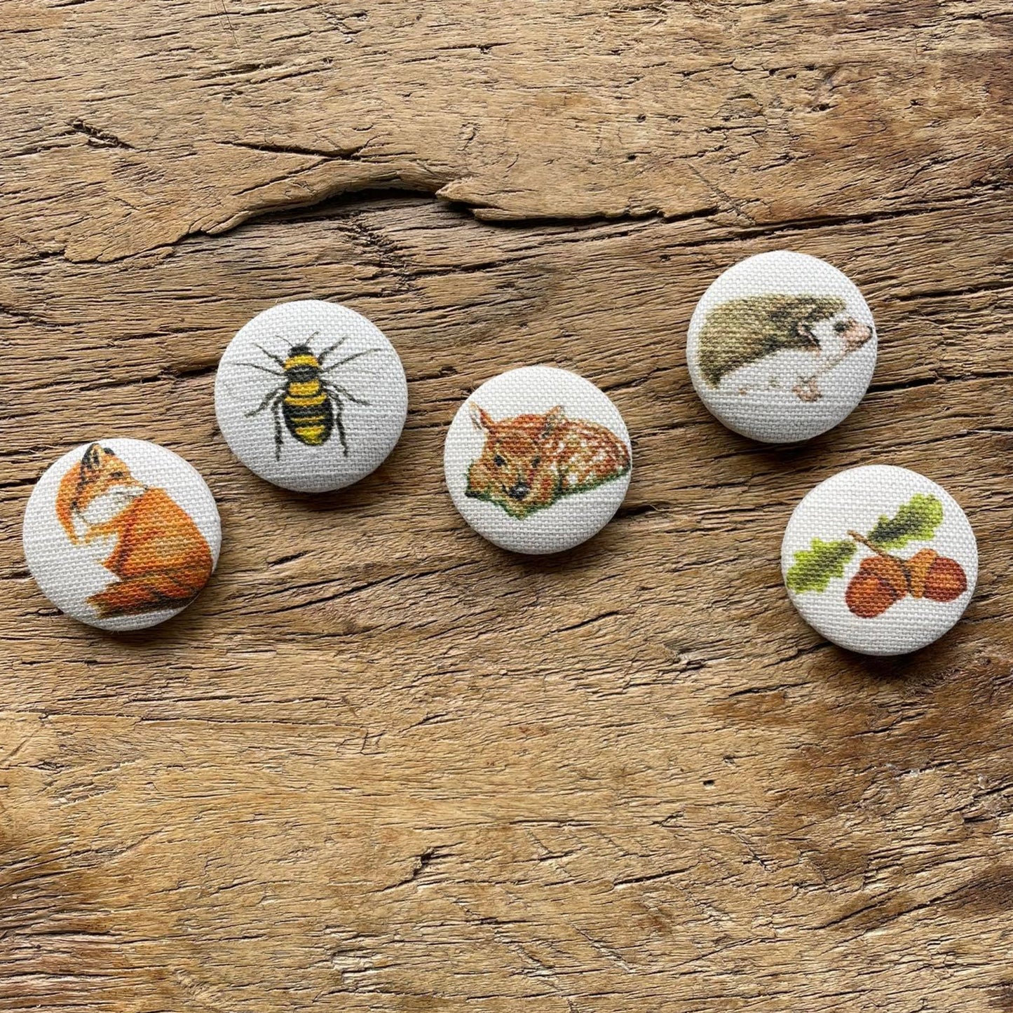 Woodland Collection Fabric Button Magnet Set