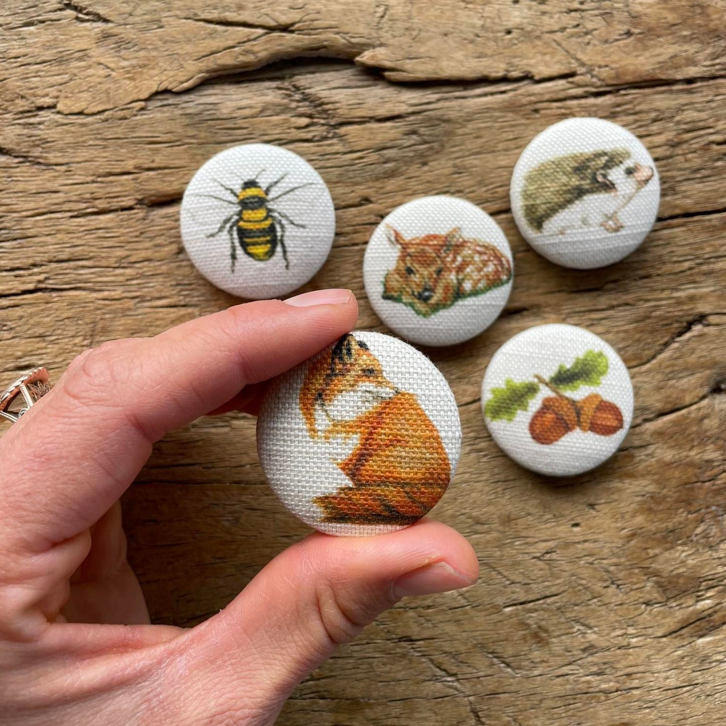 Woodland Collection Fabric Button Magnet Set